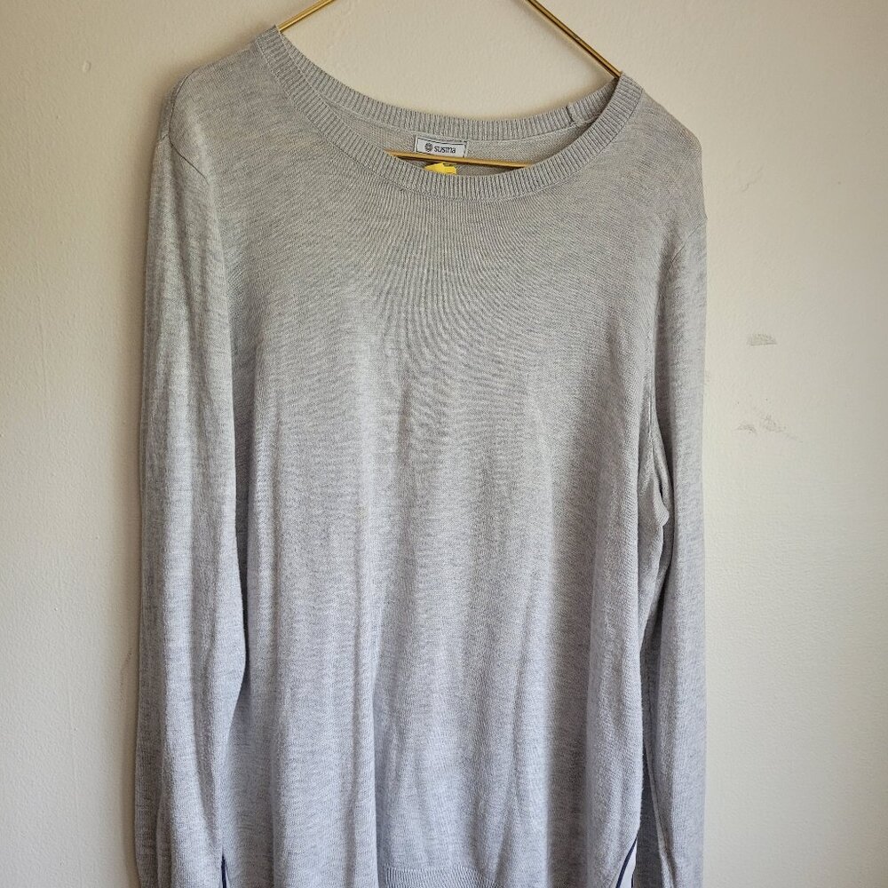 Susina Sweater Long Sleeve Crew neck Grey Cotton Plus sz 1X